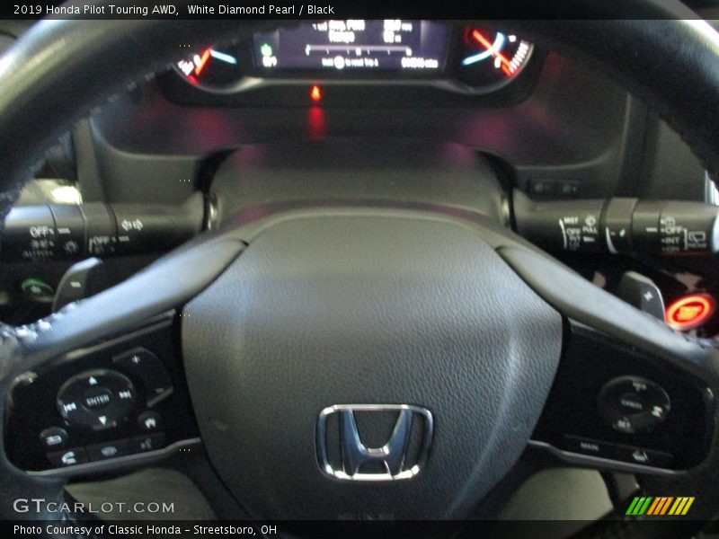 White Diamond Pearl / Black 2019 Honda Pilot Touring AWD