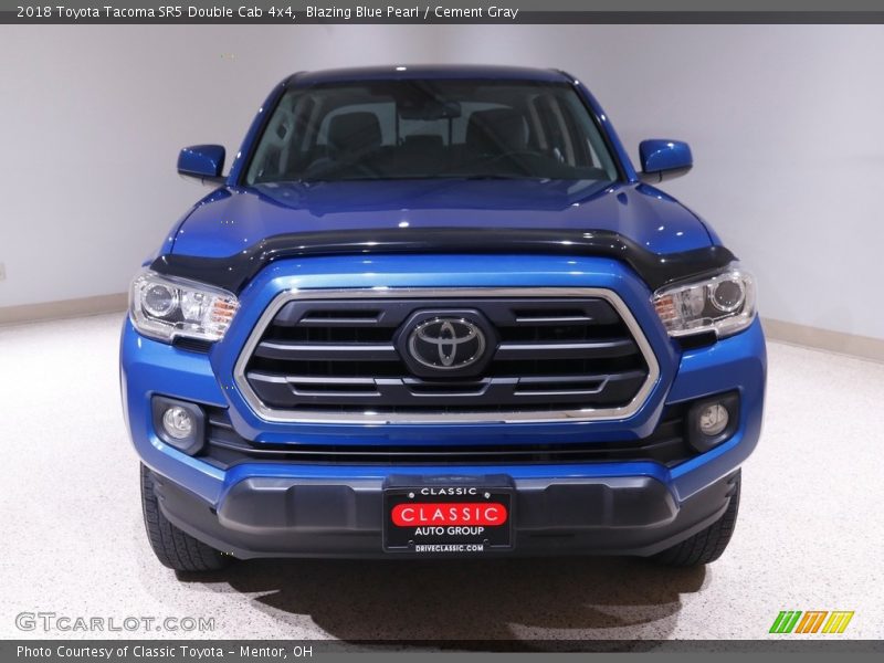 Blazing Blue Pearl / Cement Gray 2018 Toyota Tacoma SR5 Double Cab 4x4