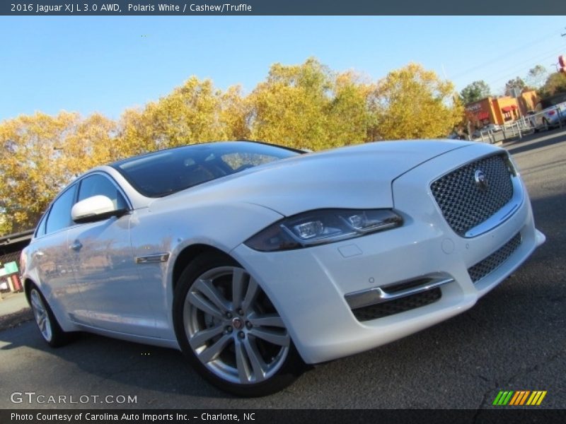 Polaris White / Cashew/Truffle 2016 Jaguar XJ L 3.0 AWD