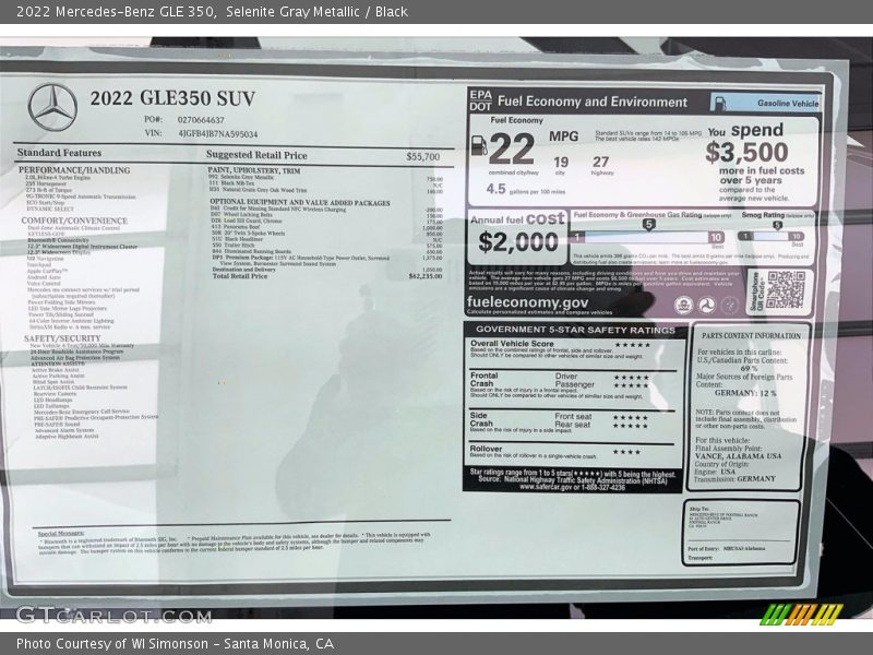 Selenite Gray Metallic / Black 2022 Mercedes-Benz GLE 350