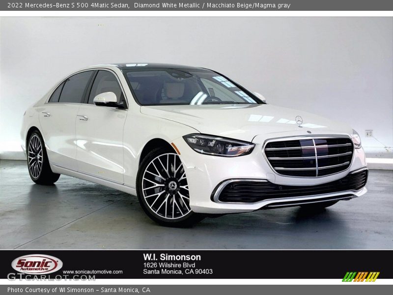 Diamond White Metallic / Macchiato Beige/Magma gray 2022 Mercedes-Benz S 500 4Matic Sedan