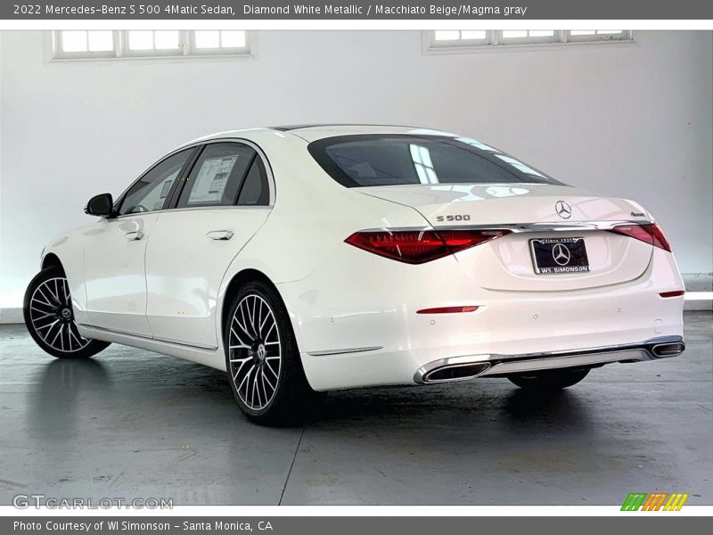 Diamond White Metallic / Macchiato Beige/Magma gray 2022 Mercedes-Benz S 500 4Matic Sedan