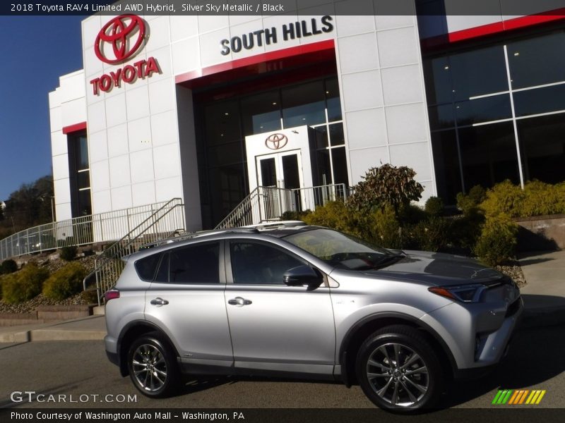 Silver Sky Metallic / Black 2018 Toyota RAV4 Limited AWD Hybrid