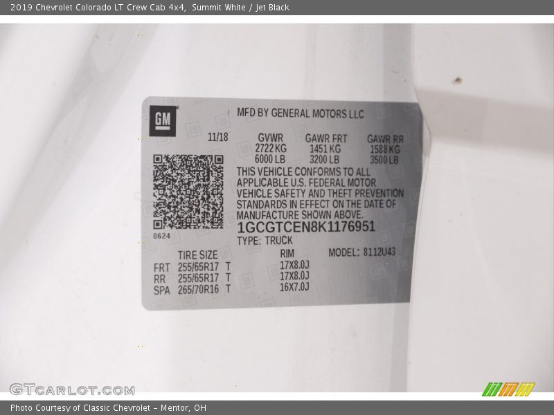 Summit White / Jet Black 2019 Chevrolet Colorado LT Crew Cab 4x4