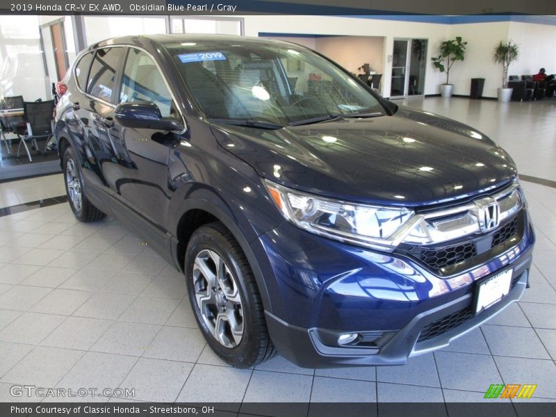 Obsidian Blue Pearl / Gray 2019 Honda CR-V EX AWD