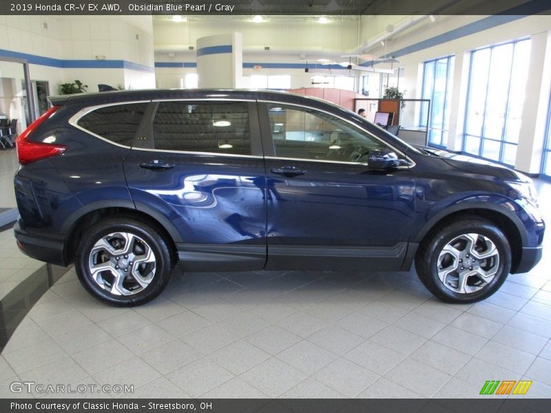 Obsidian Blue Pearl / Gray 2019 Honda CR-V EX AWD