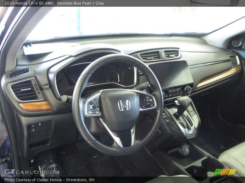 Obsidian Blue Pearl / Gray 2019 Honda CR-V EX AWD
