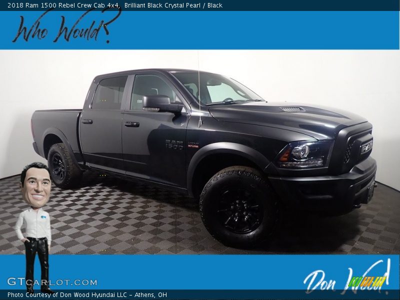 Brilliant Black Crystal Pearl / Black 2018 Ram 1500 Rebel Crew Cab 4x4