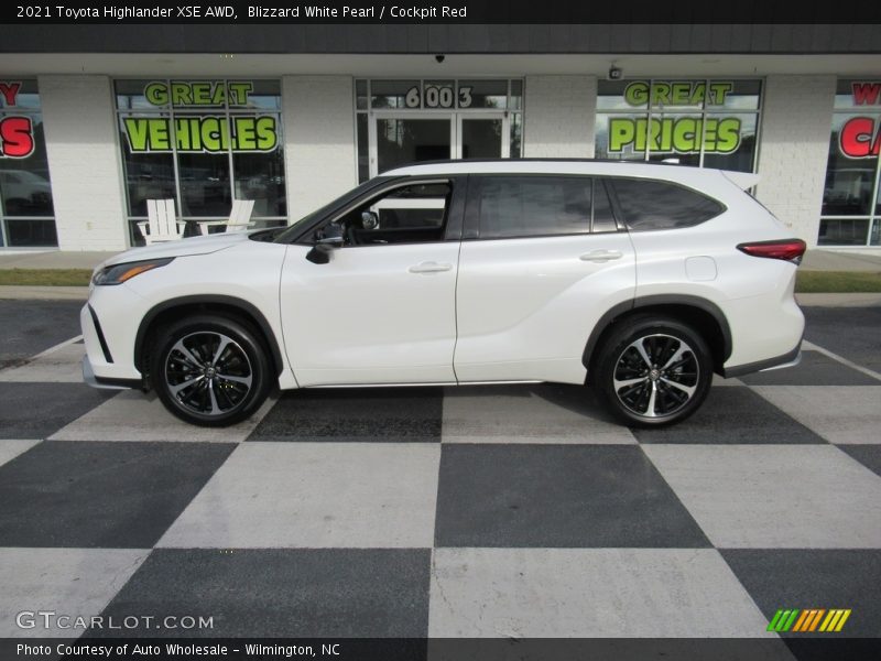 Blizzard White Pearl / Cockpit Red 2021 Toyota Highlander XSE AWD