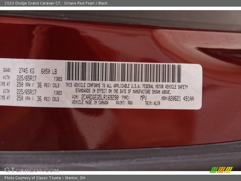 Octane Red Pearl / Black 2020 Dodge Grand Caravan GT