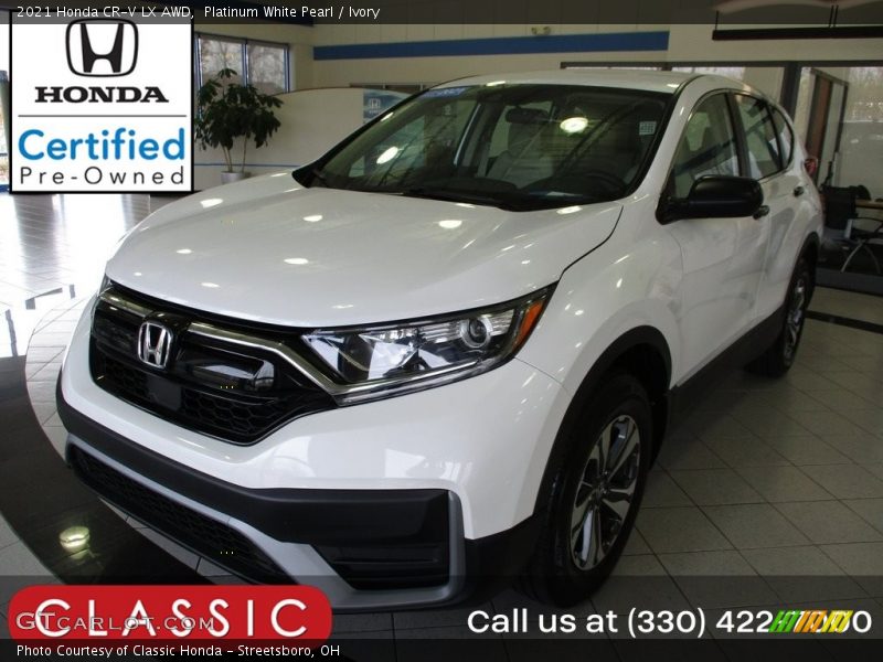 Platinum White Pearl / Ivory 2021 Honda CR-V LX AWD