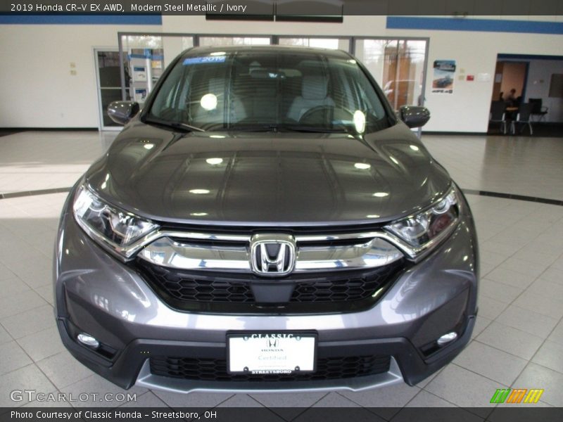 Modern Steel Metallic / Ivory 2019 Honda CR-V EX AWD