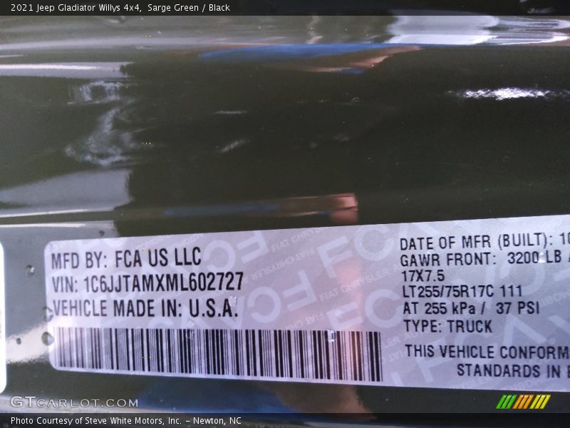 Sarge Green / Black 2021 Jeep Gladiator Willys 4x4