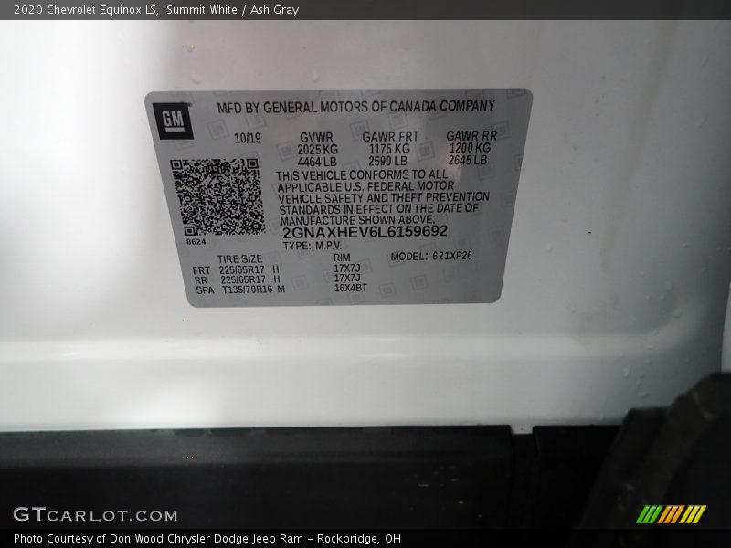 Summit White / Ash Gray 2020 Chevrolet Equinox LS