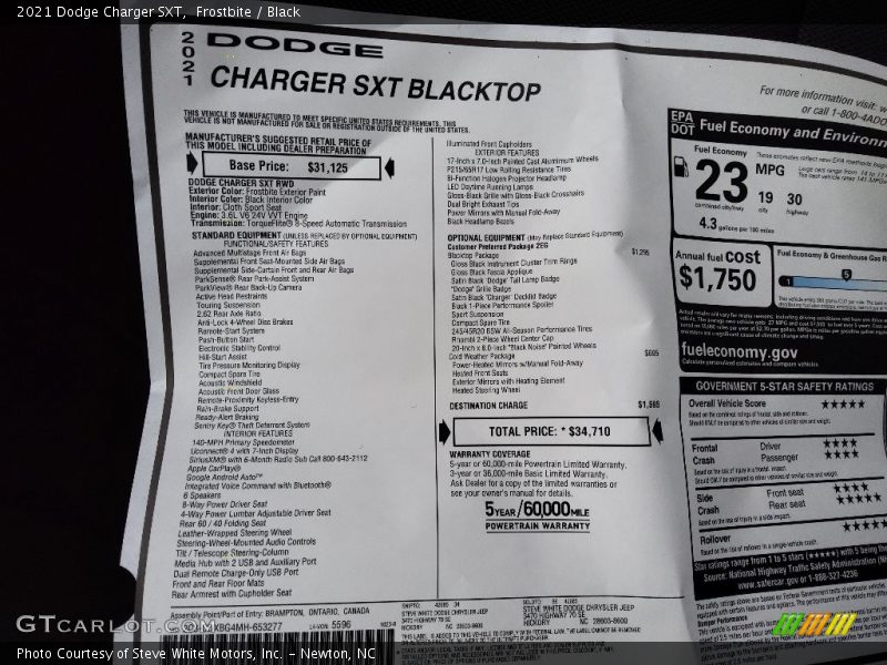 Frostbite / Black 2021 Dodge Charger SXT