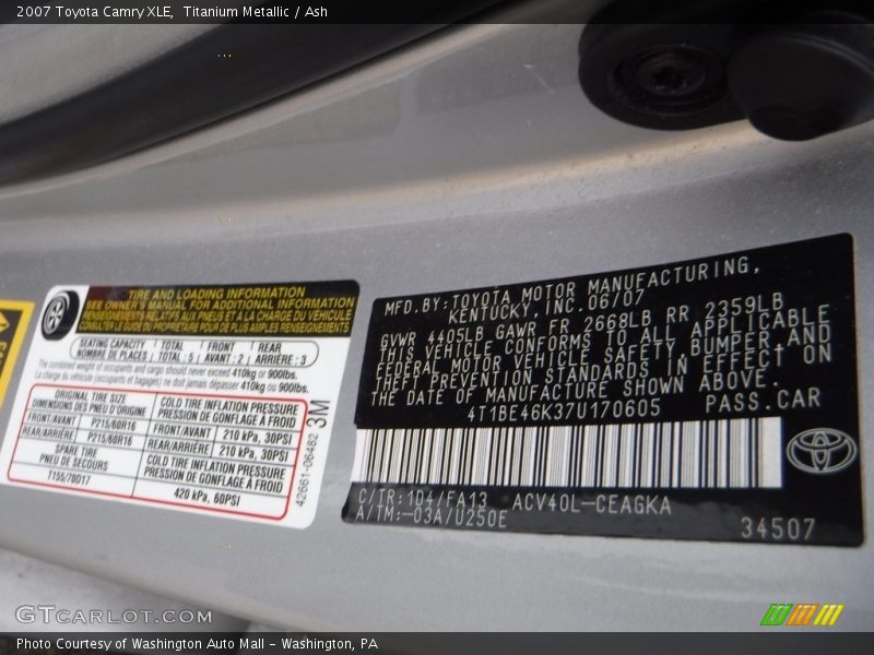 Titanium Metallic / Ash 2007 Toyota Camry XLE