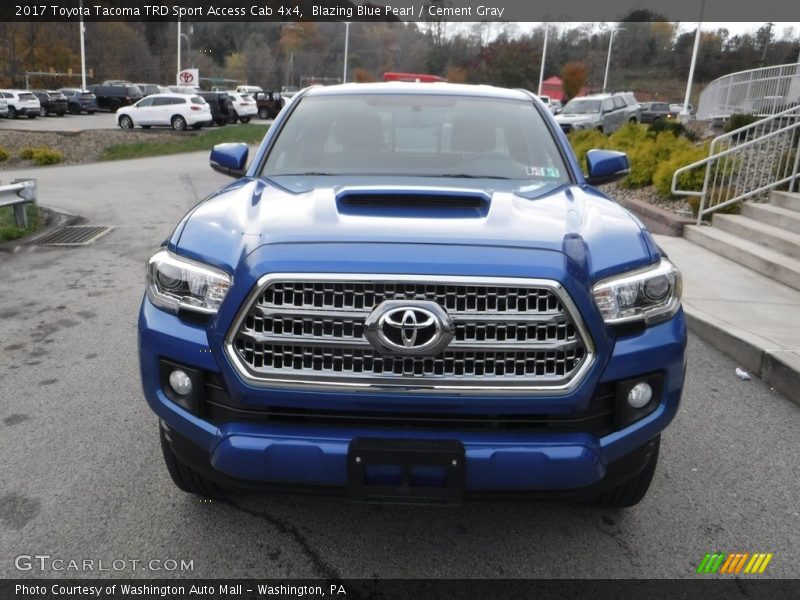 Blazing Blue Pearl / Cement Gray 2017 Toyota Tacoma TRD Sport Access Cab 4x4