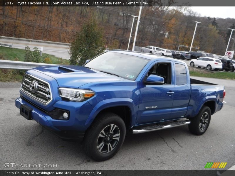Blazing Blue Pearl / Cement Gray 2017 Toyota Tacoma TRD Sport Access Cab 4x4