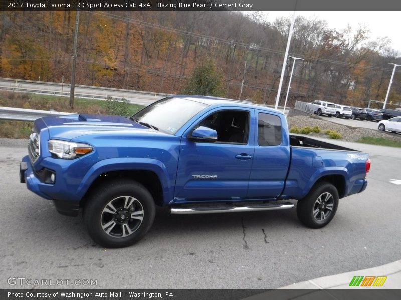 Blazing Blue Pearl / Cement Gray 2017 Toyota Tacoma TRD Sport Access Cab 4x4