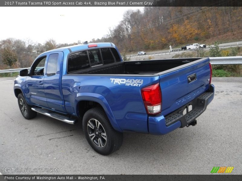 Blazing Blue Pearl / Cement Gray 2017 Toyota Tacoma TRD Sport Access Cab 4x4