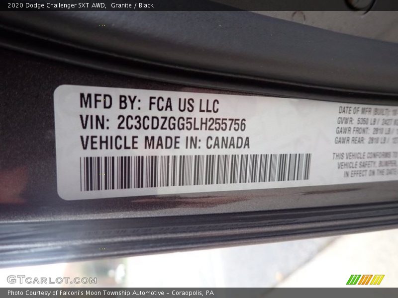 Granite / Black 2020 Dodge Challenger SXT AWD