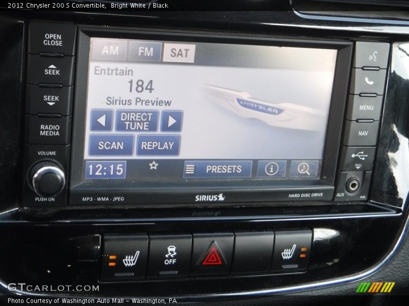 Bright White / Black 2012 Chrysler 200 S Convertible