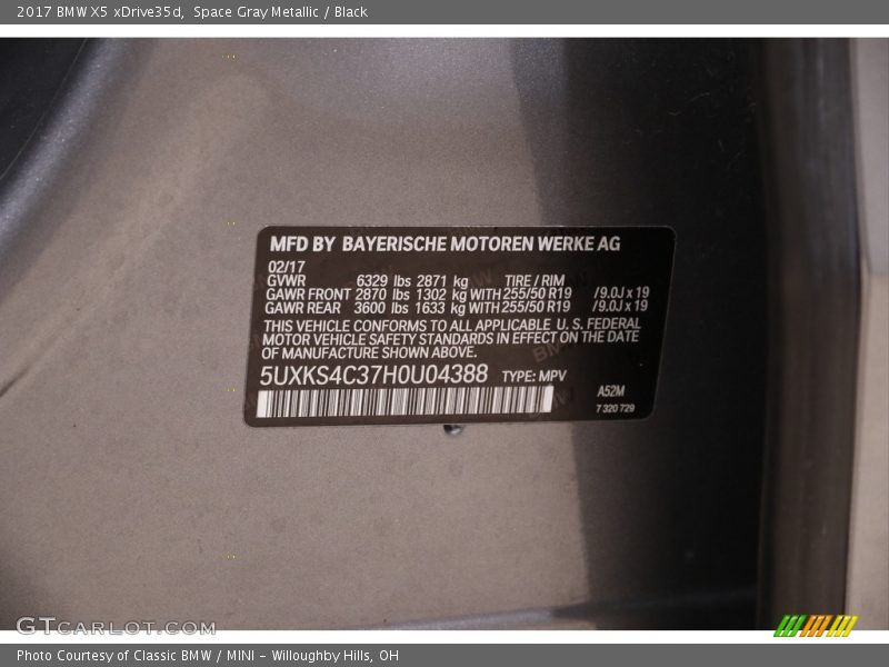 Space Gray Metallic / Black 2017 BMW X5 xDrive35d