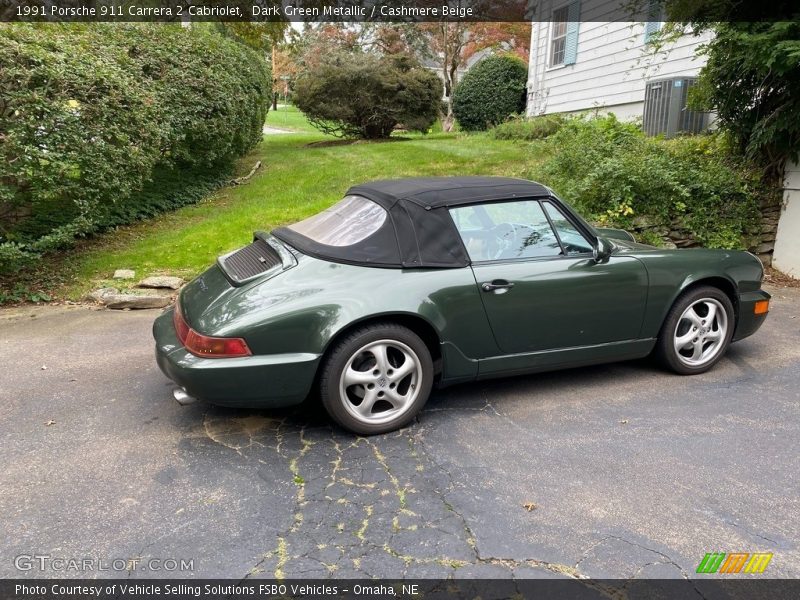 Dark Green Metallic / Cashmere Beige 1991 Porsche 911 Carrera 2 Cabriolet