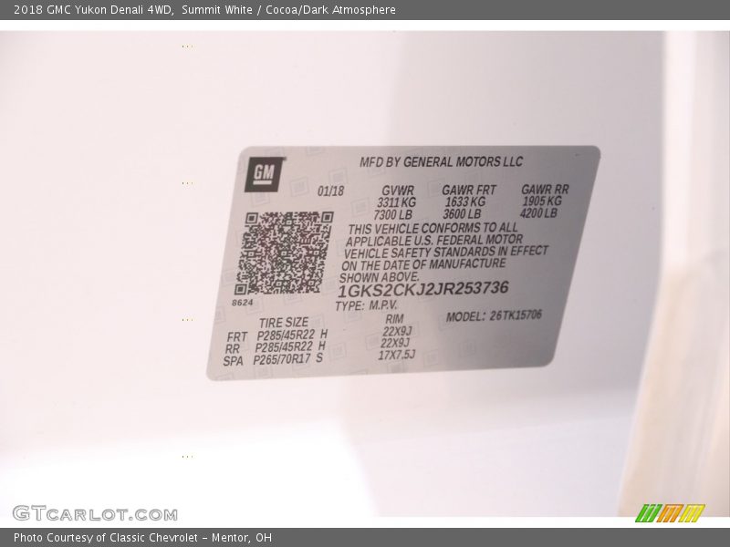 Summit White / Cocoa/Dark Atmosphere 2018 GMC Yukon Denali 4WD