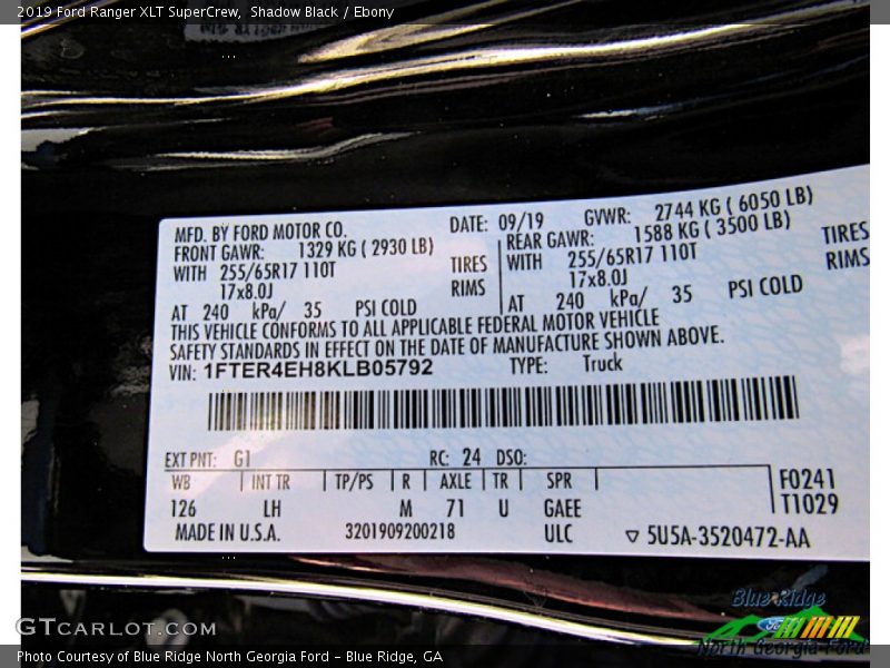 Shadow Black / Ebony 2019 Ford Ranger XLT SuperCrew