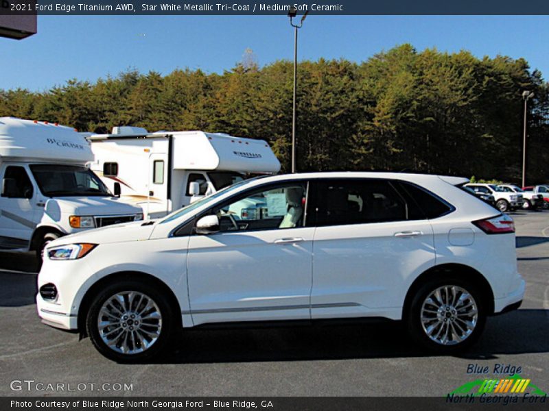 Star White Metallic Tri-Coat / Medium Soft Ceramic 2021 Ford Edge Titanium AWD