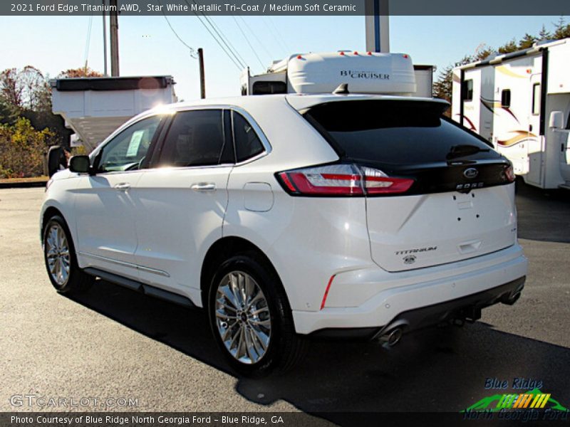 Star White Metallic Tri-Coat / Medium Soft Ceramic 2021 Ford Edge Titanium AWD