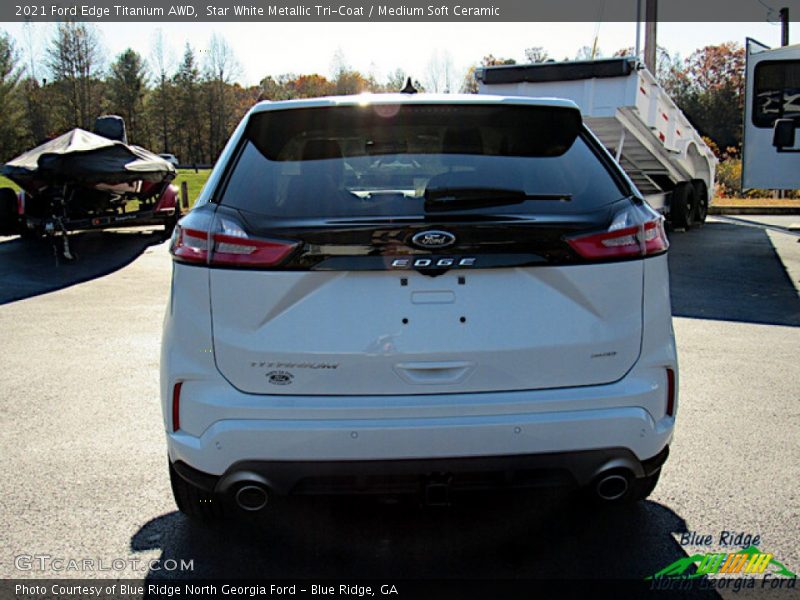 Star White Metallic Tri-Coat / Medium Soft Ceramic 2021 Ford Edge Titanium AWD