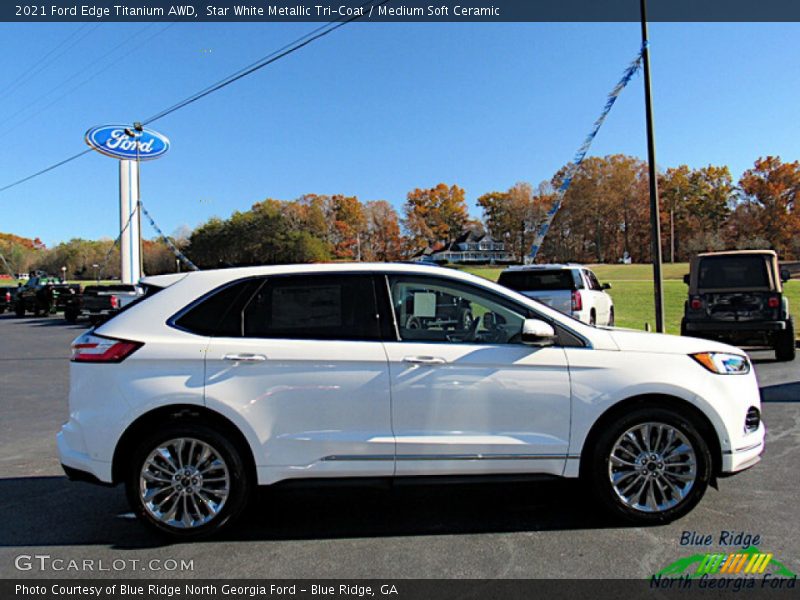 Star White Metallic Tri-Coat / Medium Soft Ceramic 2021 Ford Edge Titanium AWD