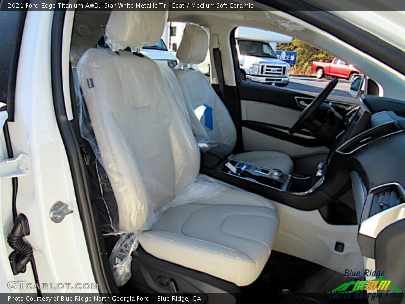 Star White Metallic Tri-Coat / Medium Soft Ceramic 2021 Ford Edge Titanium AWD