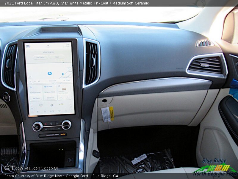Star White Metallic Tri-Coat / Medium Soft Ceramic 2021 Ford Edge Titanium AWD