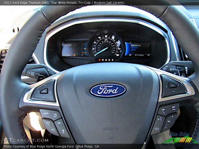 Star White Metallic Tri-Coat / Medium Soft Ceramic 2021 Ford Edge Titanium AWD