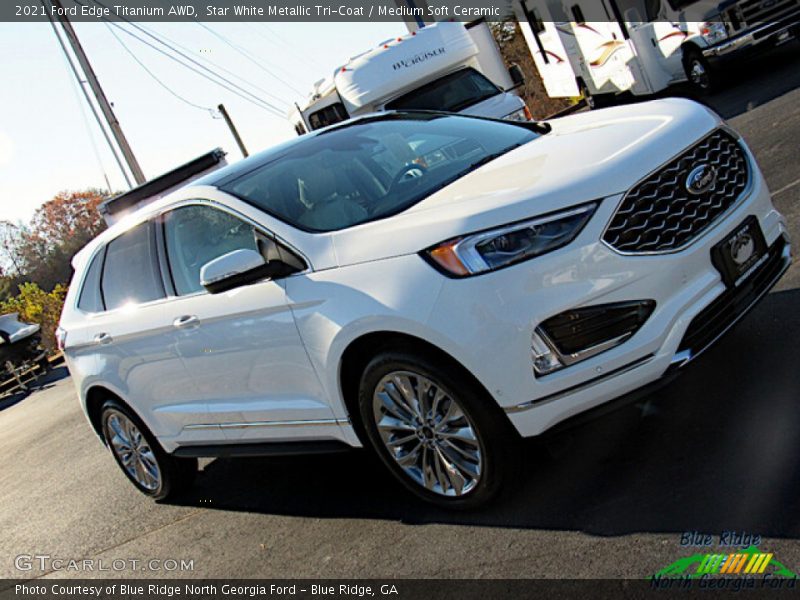 Star White Metallic Tri-Coat / Medium Soft Ceramic 2021 Ford Edge Titanium AWD