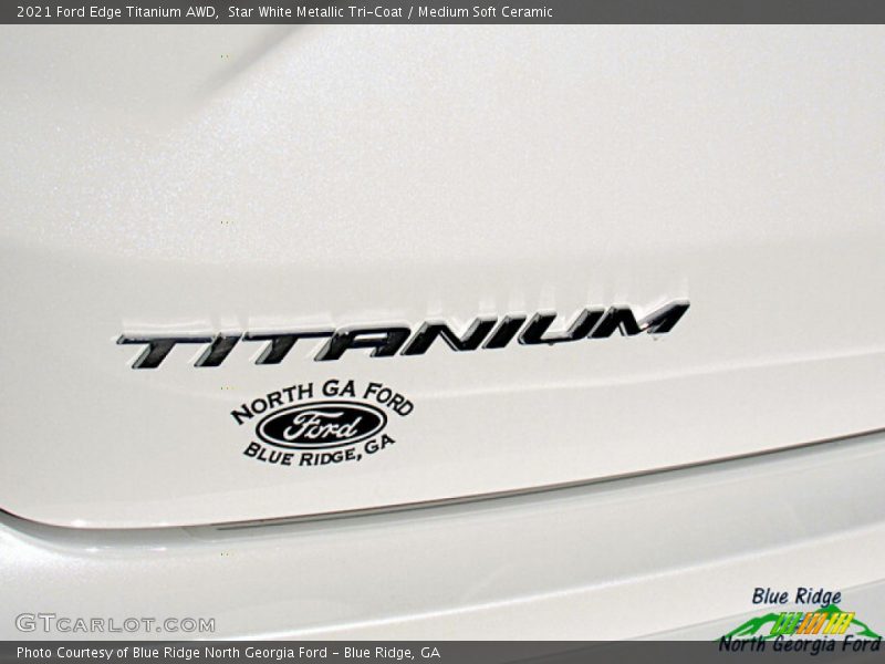 Star White Metallic Tri-Coat / Medium Soft Ceramic 2021 Ford Edge Titanium AWD
