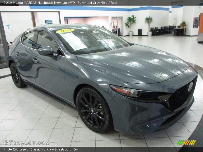 Polymetal Gray Mica / Red 2019 Mazda MAZDA3 Hatchback Premium AWD