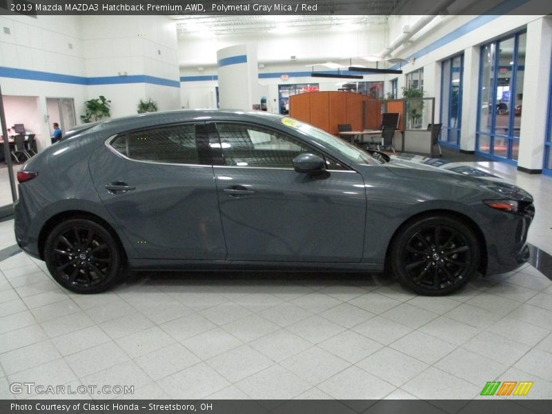 Polymetal Gray Mica / Red 2019 Mazda MAZDA3 Hatchback Premium AWD