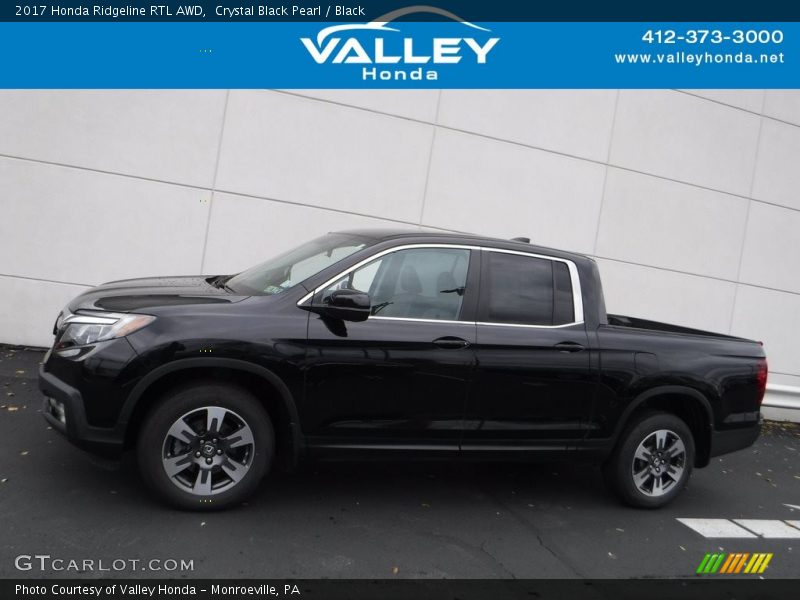 Crystal Black Pearl / Black 2017 Honda Ridgeline RTL AWD