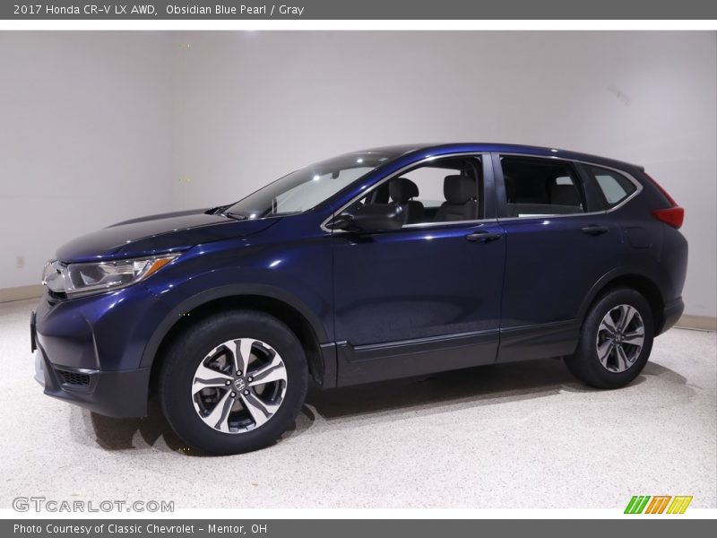 Obsidian Blue Pearl / Gray 2017 Honda CR-V LX AWD