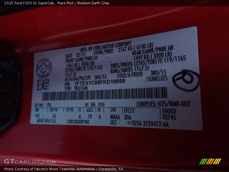 Race Red / Medium Earth Gray 2015 Ford F150 XL SuperCab