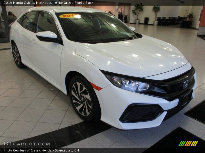 White Orchid Pearl / Black 2019 Honda Civic LX Hatchback