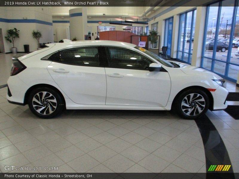 White Orchid Pearl / Black 2019 Honda Civic LX Hatchback