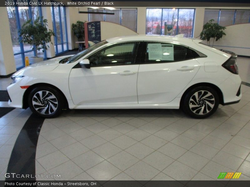 White Orchid Pearl / Black 2019 Honda Civic LX Hatchback