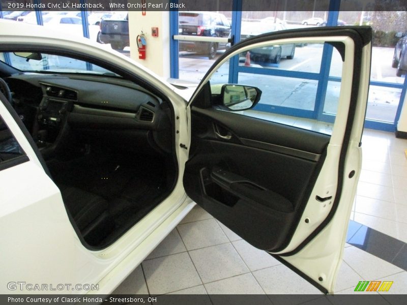 White Orchid Pearl / Black 2019 Honda Civic LX Hatchback