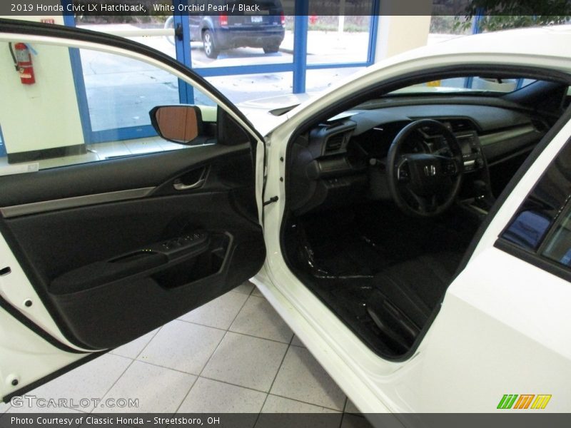 White Orchid Pearl / Black 2019 Honda Civic LX Hatchback