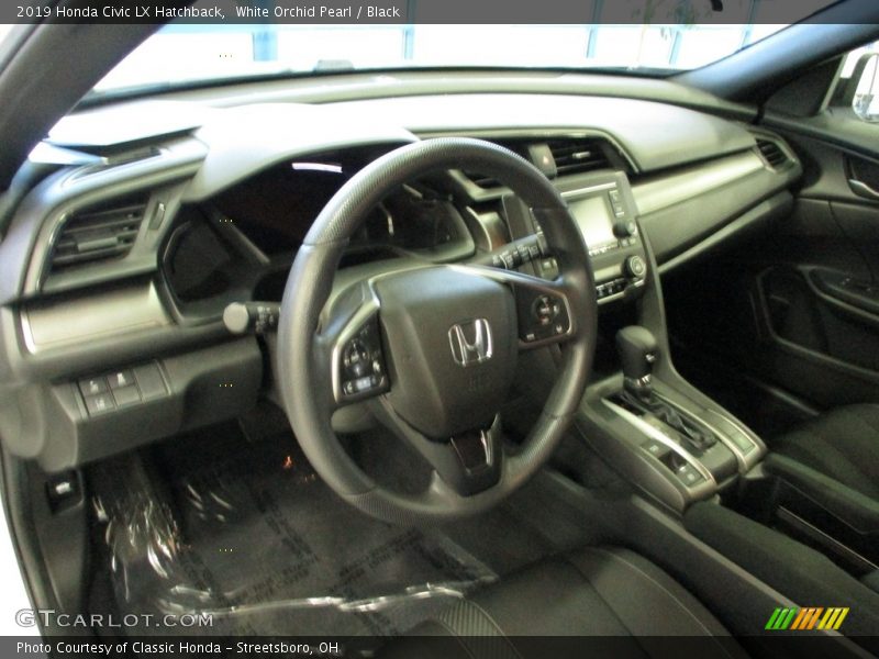 White Orchid Pearl / Black 2019 Honda Civic LX Hatchback